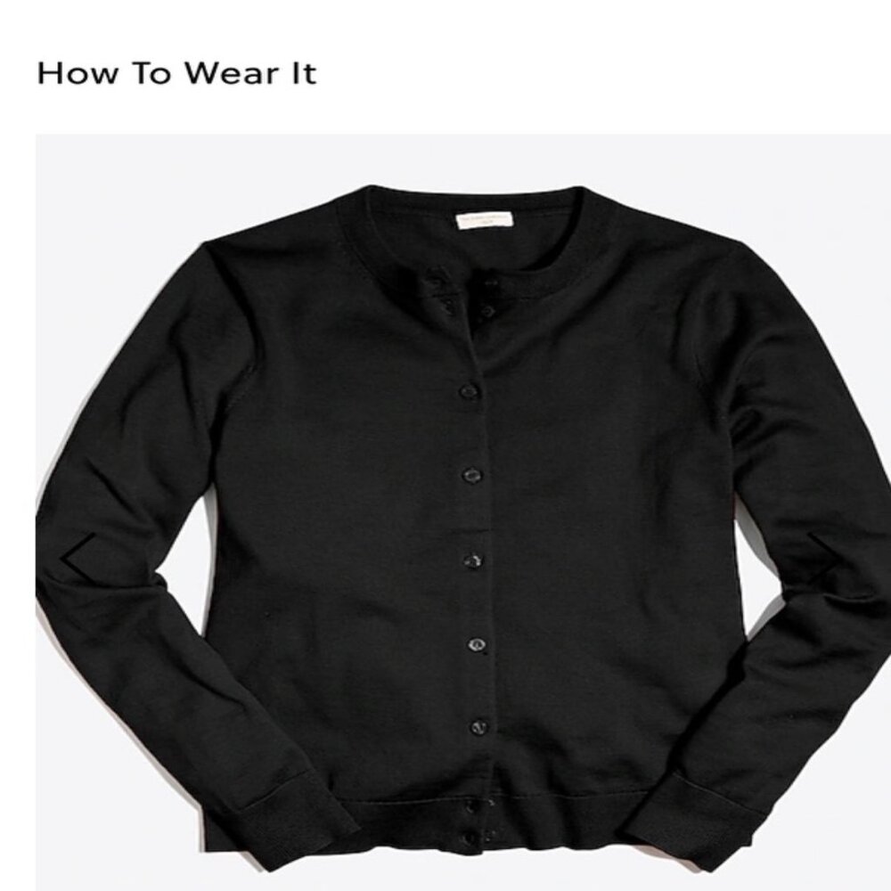 JCREW BLACK CLASSIC COTTON CARDIGAN SWEATER LARGE